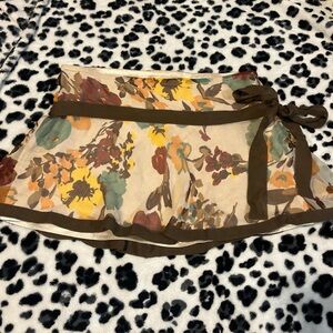 Hollister Floral Mini Skirt with Brown Trim